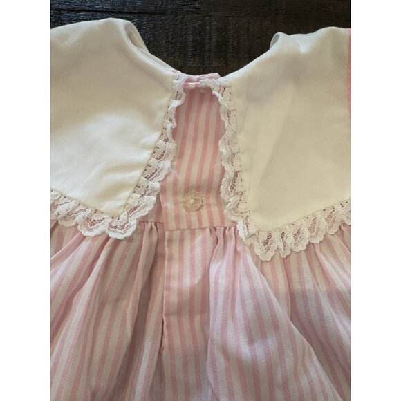 Vintage Pink Striped Baby Girl Dress Sail Boat Size 6-9 Months - Picture 7 of 7